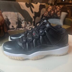 Jordan 11 Kids Black and Red Sneakers